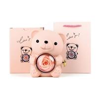 orsetto champagne con rosa stabilizzata e collana regalo