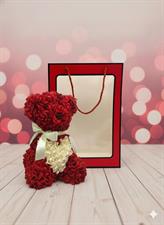 teddy ortensia rosso con cuore bianco cm 20