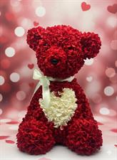 teddy ortensia rosso con cuore bianco cm 60cm